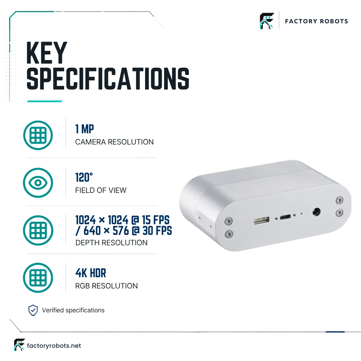 Orbbec Femto Bolt — 3D vision / depth sensor — key specifications